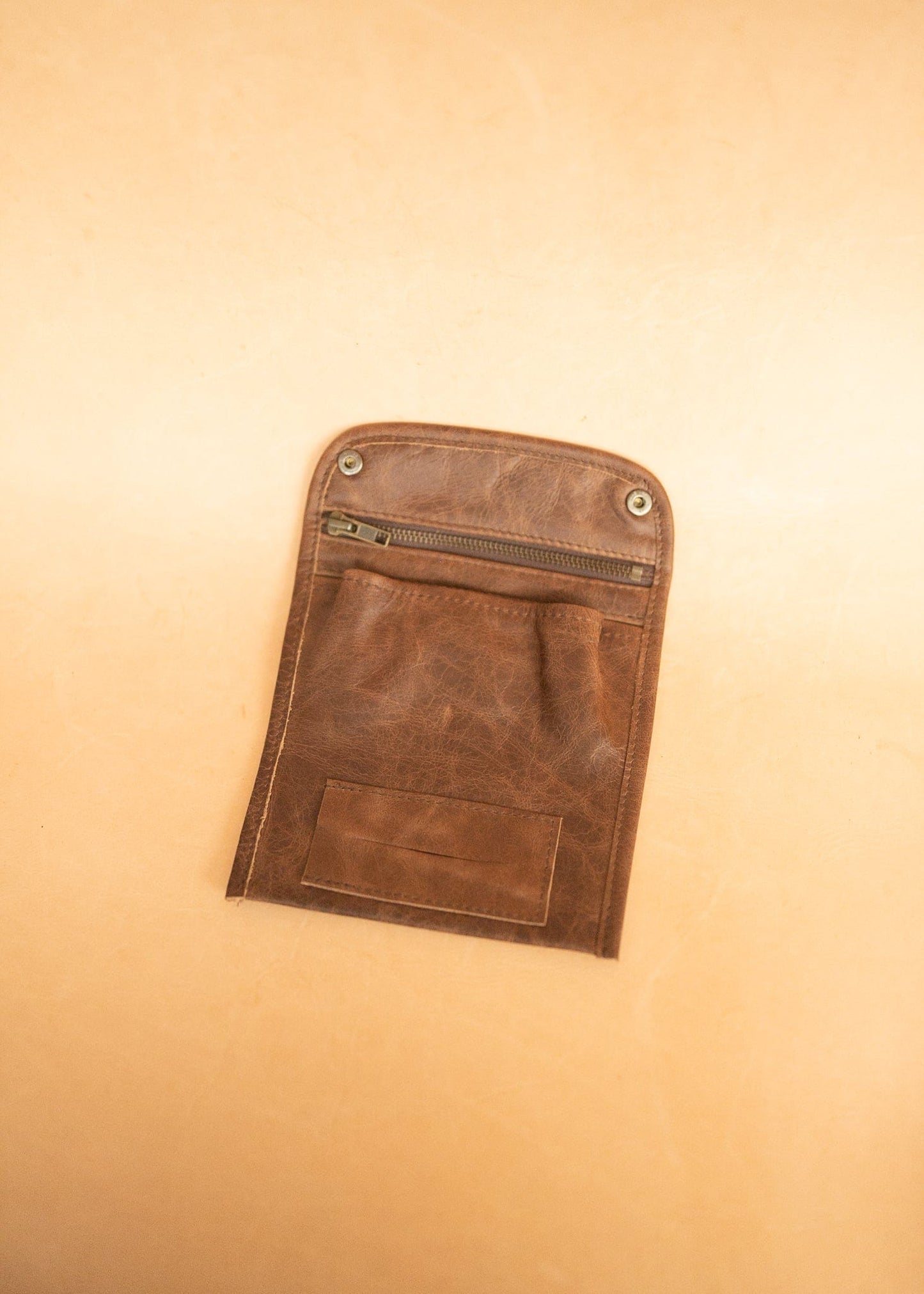 The Real McCaul Tobacco Pouches Tri Fold Tobacco Pouch - Cowhide Australian Made Australian Owned Leather Tobacco Pouch Australian Made Kangaroo & Cowhide Leather