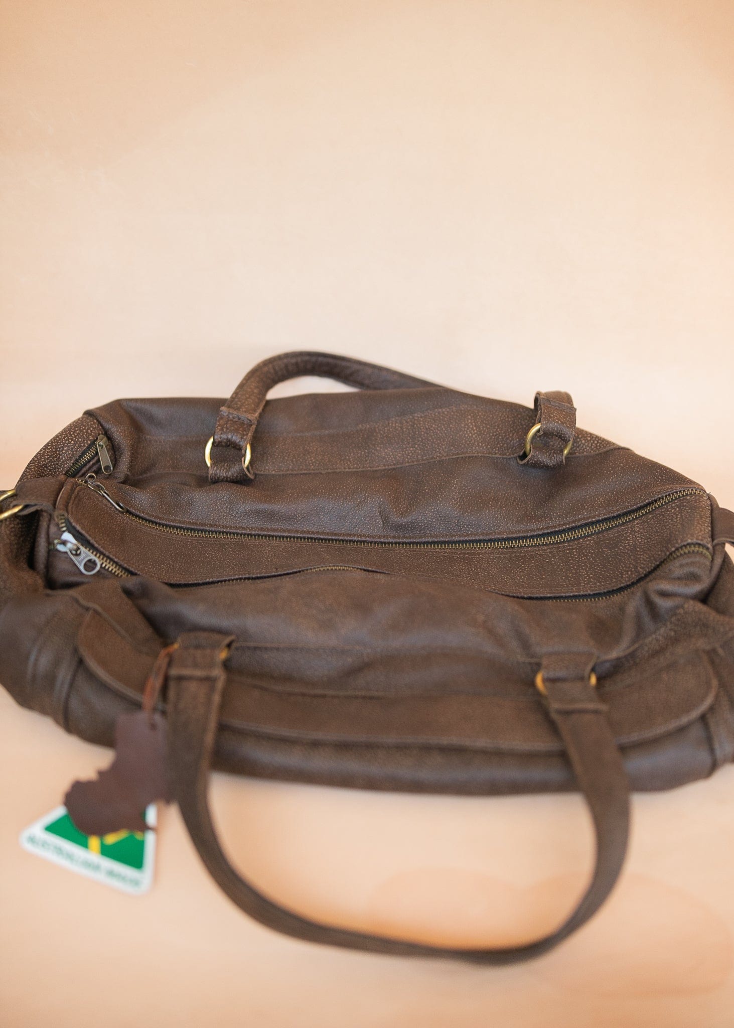 The Real McCaul Travel Bag Classic Overnight Travel Bag - Cowhide - Mottle Brown Australian Made Australian Owned Large Overnight Travel Duffel Bag Leather Made in Australia