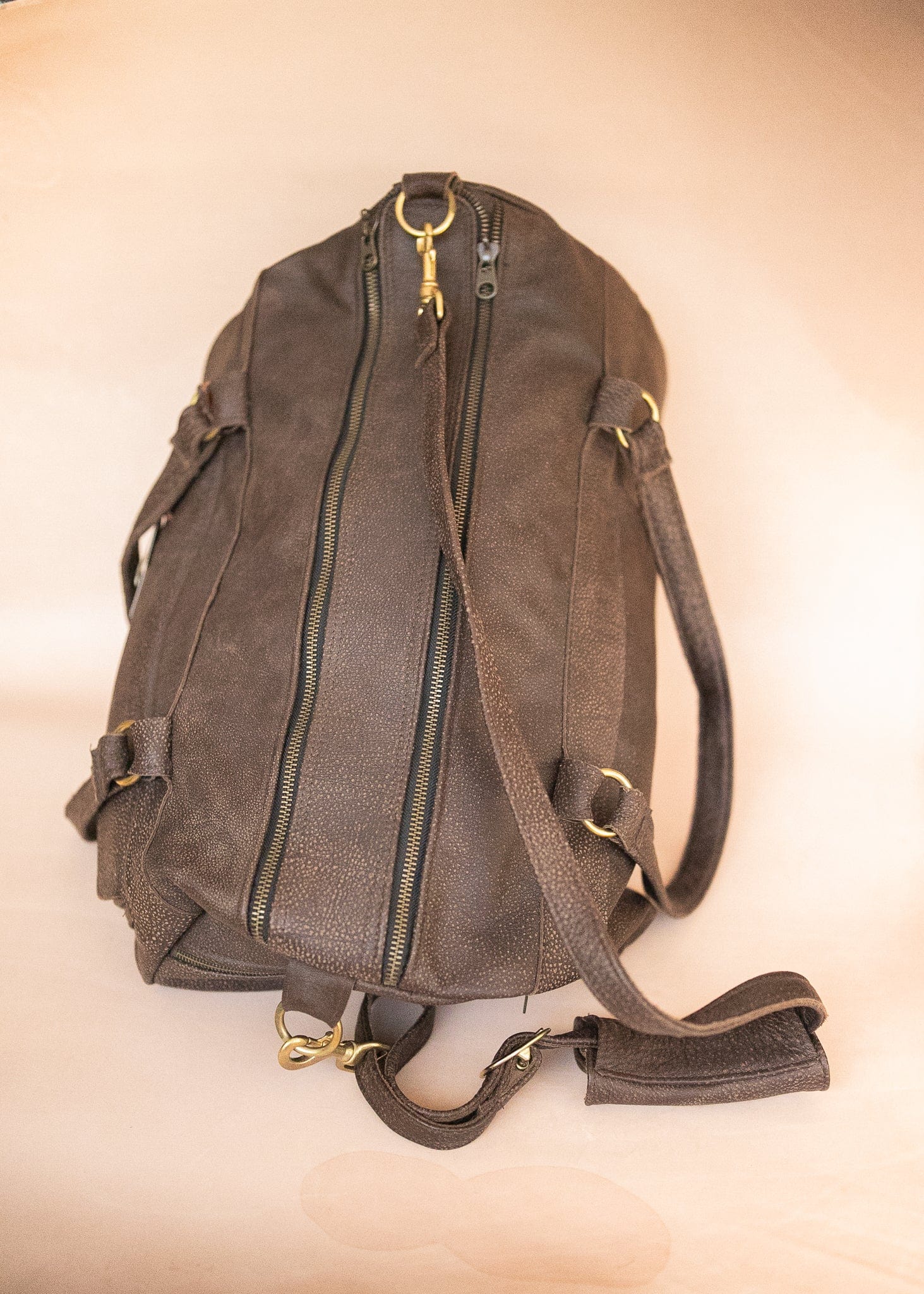 The Real McCaul Travel Bag Classic Overnight Travel Bag - Cowhide - Mottle Brown Australian Made Australian Owned Large Overnight Travel Duffel Bag Leather Made in Australia