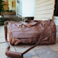 The Real McCaul Travel Bag Classic Overnight Travel Bag - Cowhide - Premium Marble Brown Australian Made Australian Owned Large Overnight Travel Duffel Bag Leather Made in Australia
