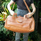 The Real McCaul Travel Bag Classic Overnight Travel Bag - Cowhide - Tan Australian Made Australian Owned Large Overnight Travel Duffel Bag Leather Made in Australia