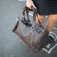The Real McCaul Travel Bag Duffel Carry All Bag - Cowhide - Dark Brown Australian Made Australian Owned Large Overnight Travel Duffel Bag Leather Made in Australia