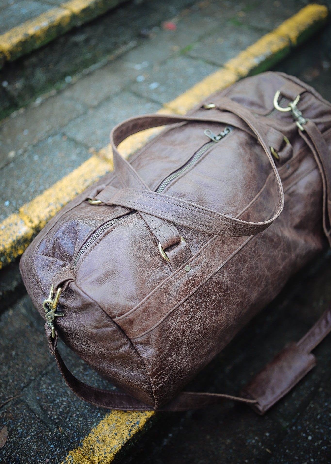 The Real McCaul Travel Bag Duffel Carry All Bag - Cowhide Australian Made Australian Owned Large Overnight Travel Duffel Bag Leather Made in Australia
