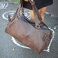 The Real McCaul Travel Bag Duffel Carry All Bag - Cowhide - Mottle Brown Australian Made Australian Owned Large Overnight Travel Duffel Bag Leather Made in Australia
