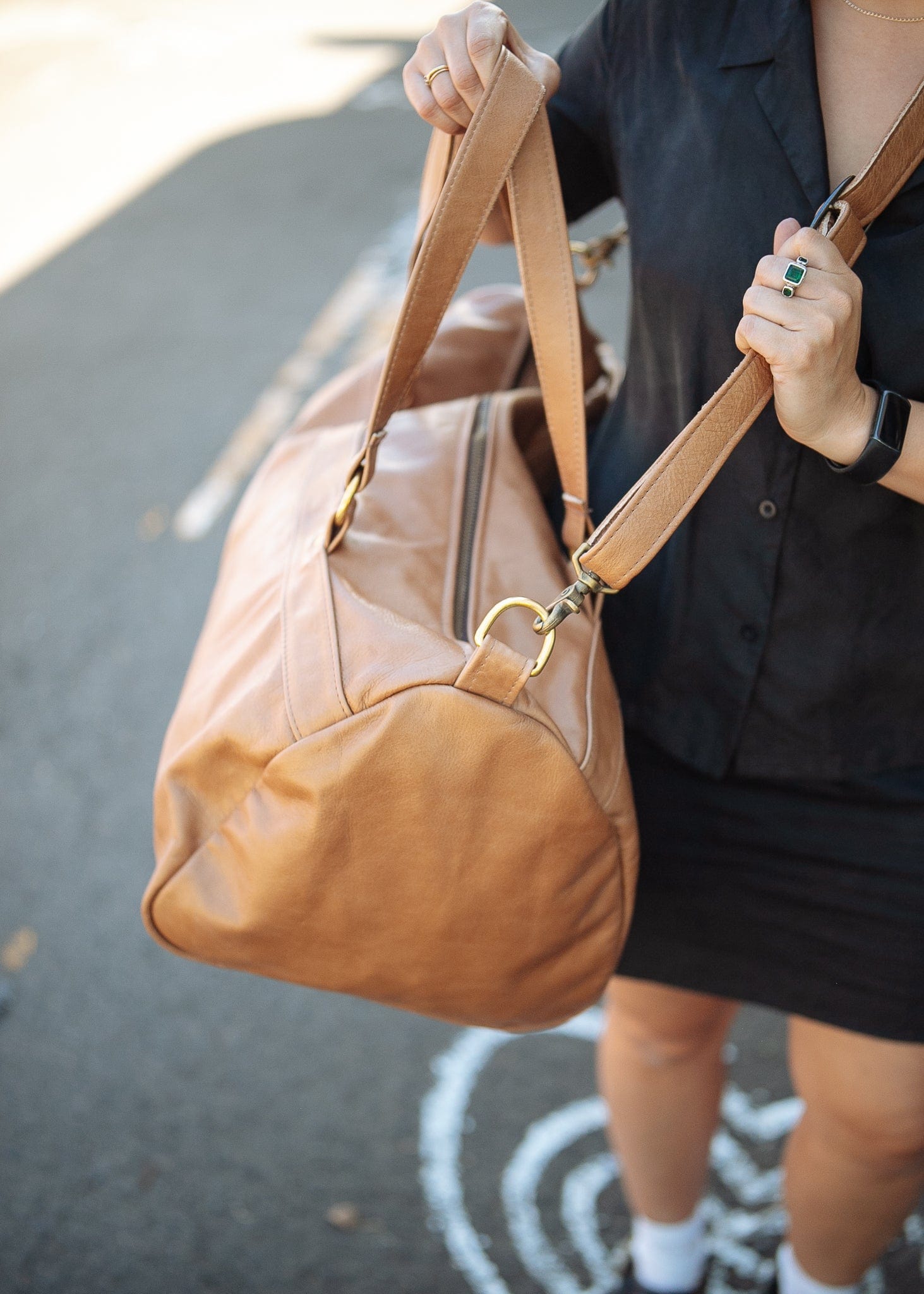 The Real McCaul Travel Bag Duffel Carry All Bag - Cowhide - Tan Australian Made Australian Owned Large Overnight Travel Duffel Bag Leather Made in Australia