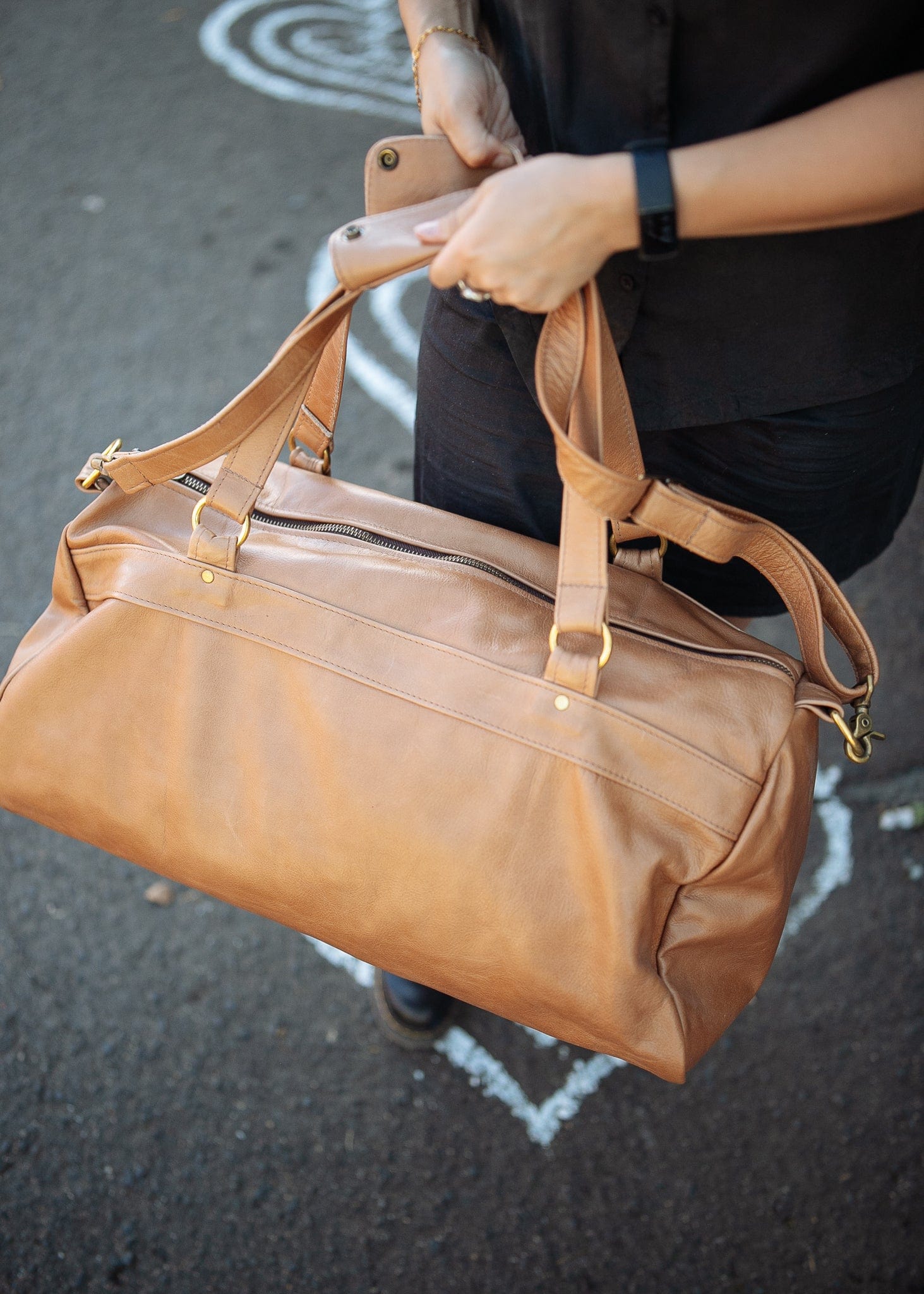 The Real McCaul Travel Bag Duffel Carry All Bag - Cowhide - Tan Australian Made Australian Owned Large Overnight Travel Duffel Bag Leather Made in Australia