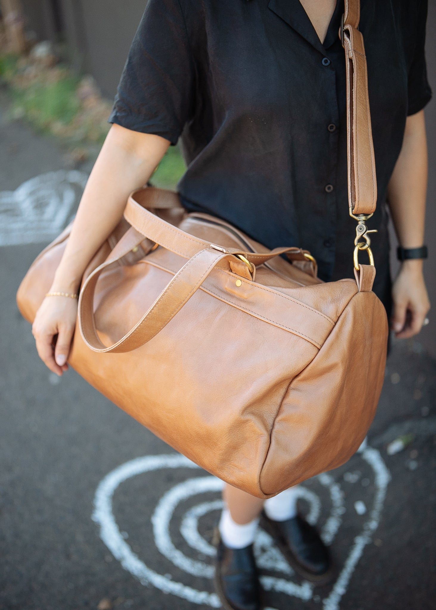 The Real McCaul Travel Bag Duffel Carry All Bag - Cowhide - Tan Australian Made Australian Owned Large Overnight Travel Duffel Bag Leather Made in Australia