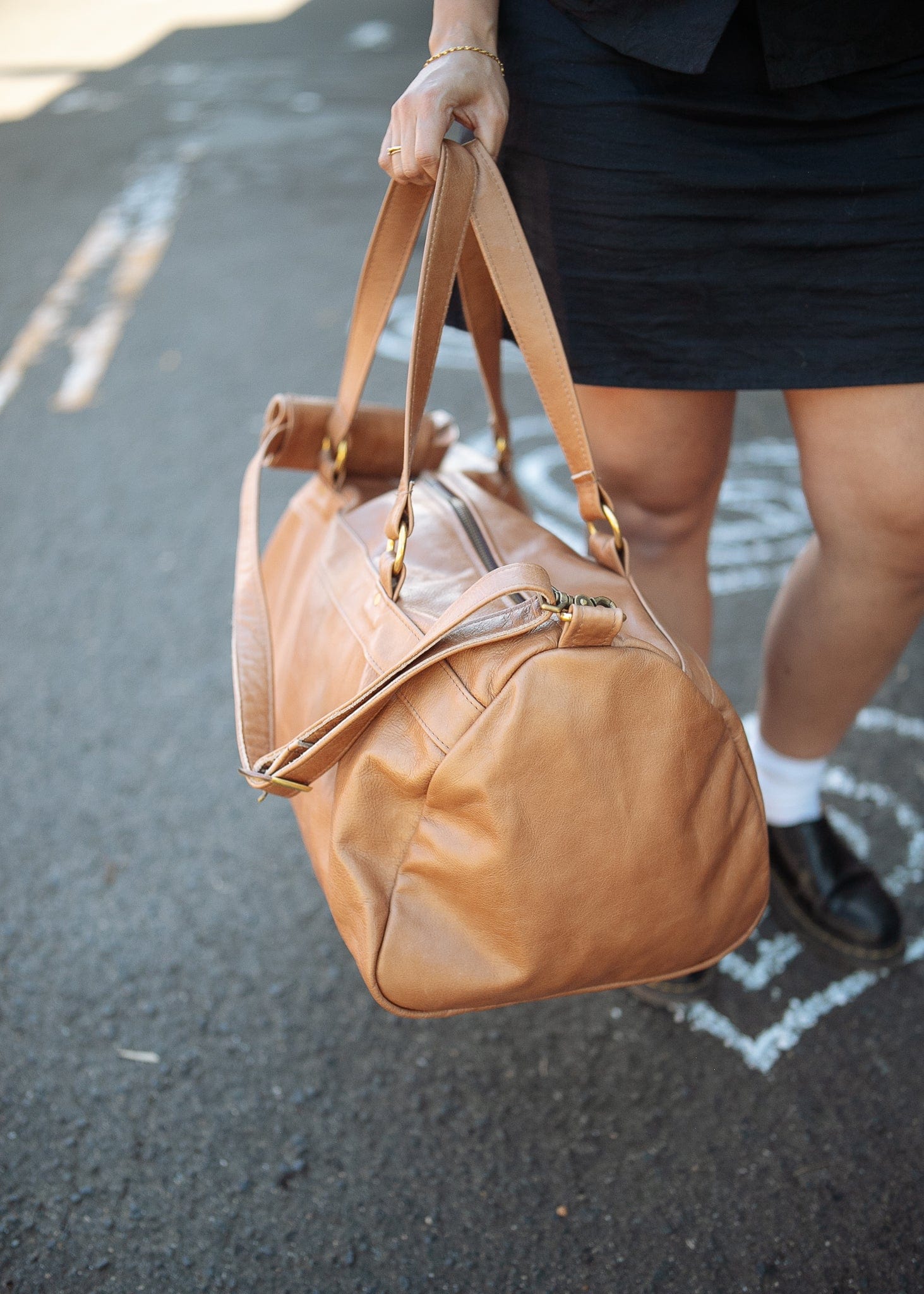 The Real McCaul Travel Bag Duffel Carry All Bag - Cowhide - Tan Australian Made Australian Owned Large Overnight Travel Duffel Bag Leather Made in Australia