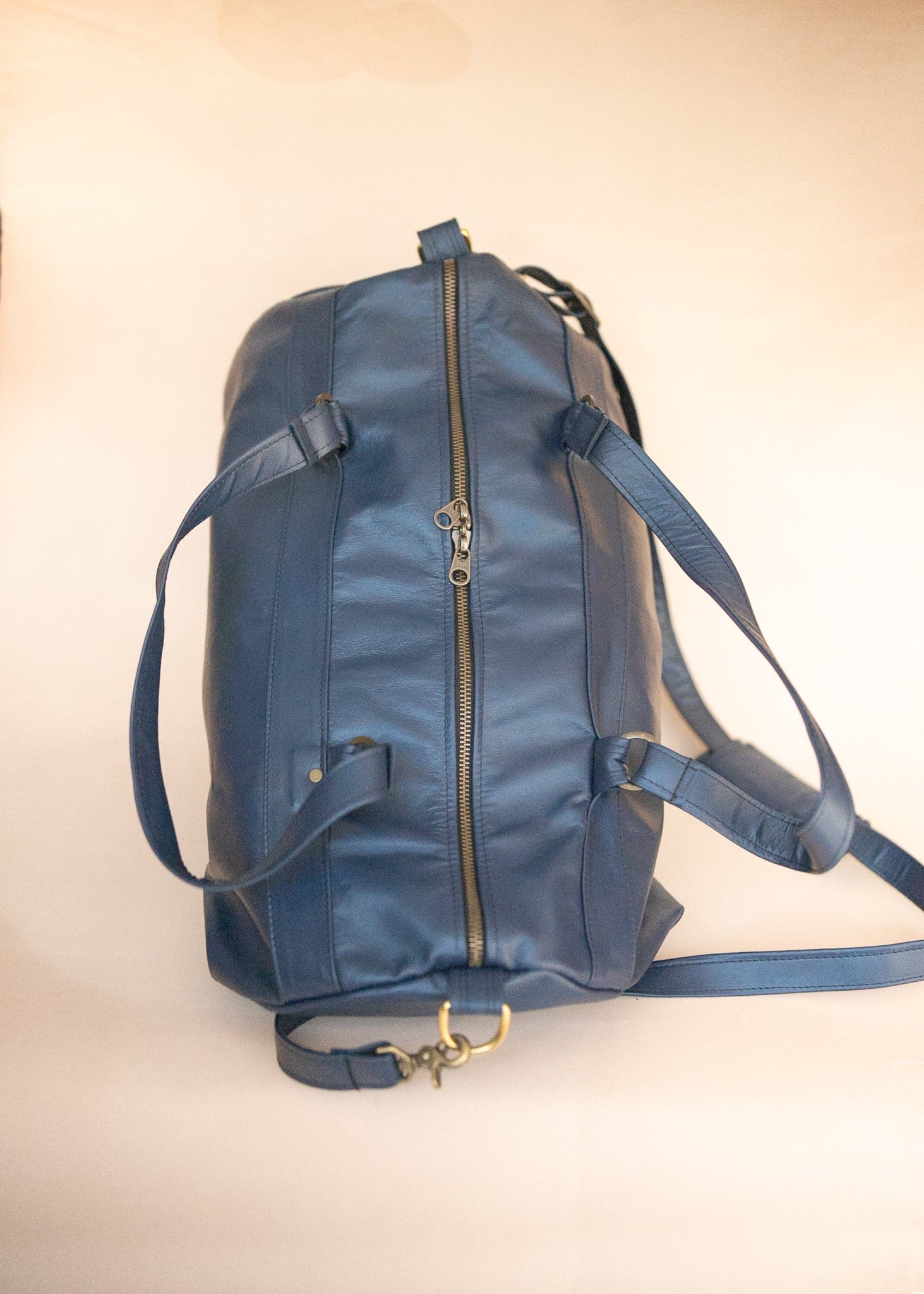 The Real McCaul Travel Bag Duffel Carry All Bag - Kangaroo - Blue Australian Made Australian Owned Large Overnight Travel Duffel Bag Kangaroo Leather Made in Australia