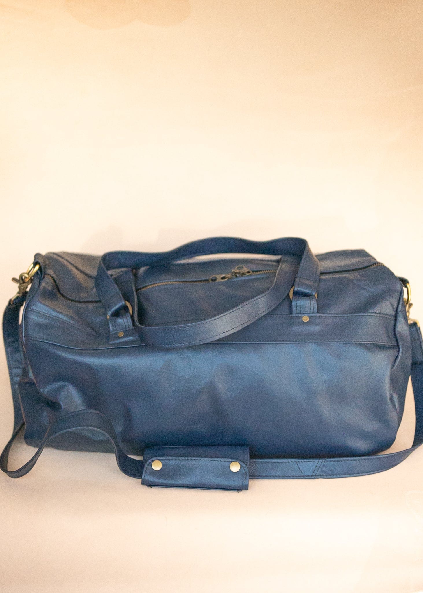 The Real McCaul Travel Bag Duffel Carry All Bag - Kangaroo - Blue Australian Made Australian Owned Large Overnight Travel Duffel Bag Kangaroo Leather Made in Australia