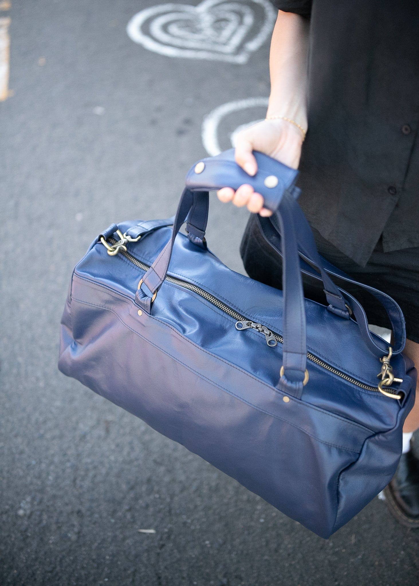 The Real McCaul Travel Bag Duffel Carry All Bag - Kangaroo - Blue Australian Made Australian Owned Large Overnight Travel Duffel Bag Kangaroo Leather Made in Australia