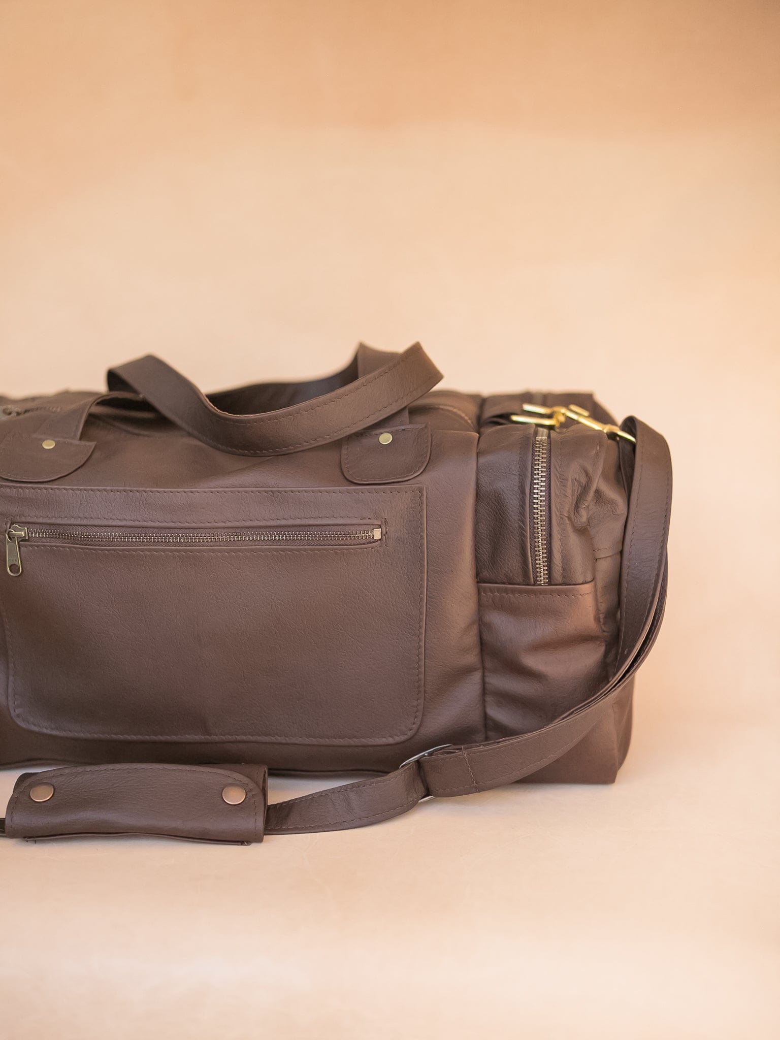 The Real McCaul Travel Bag Square Overnight Traveller Bag - Kangaroo Australian Made Australian Owned Leather Overnight Travel Bag Duffle Made In Australia Handcrafted