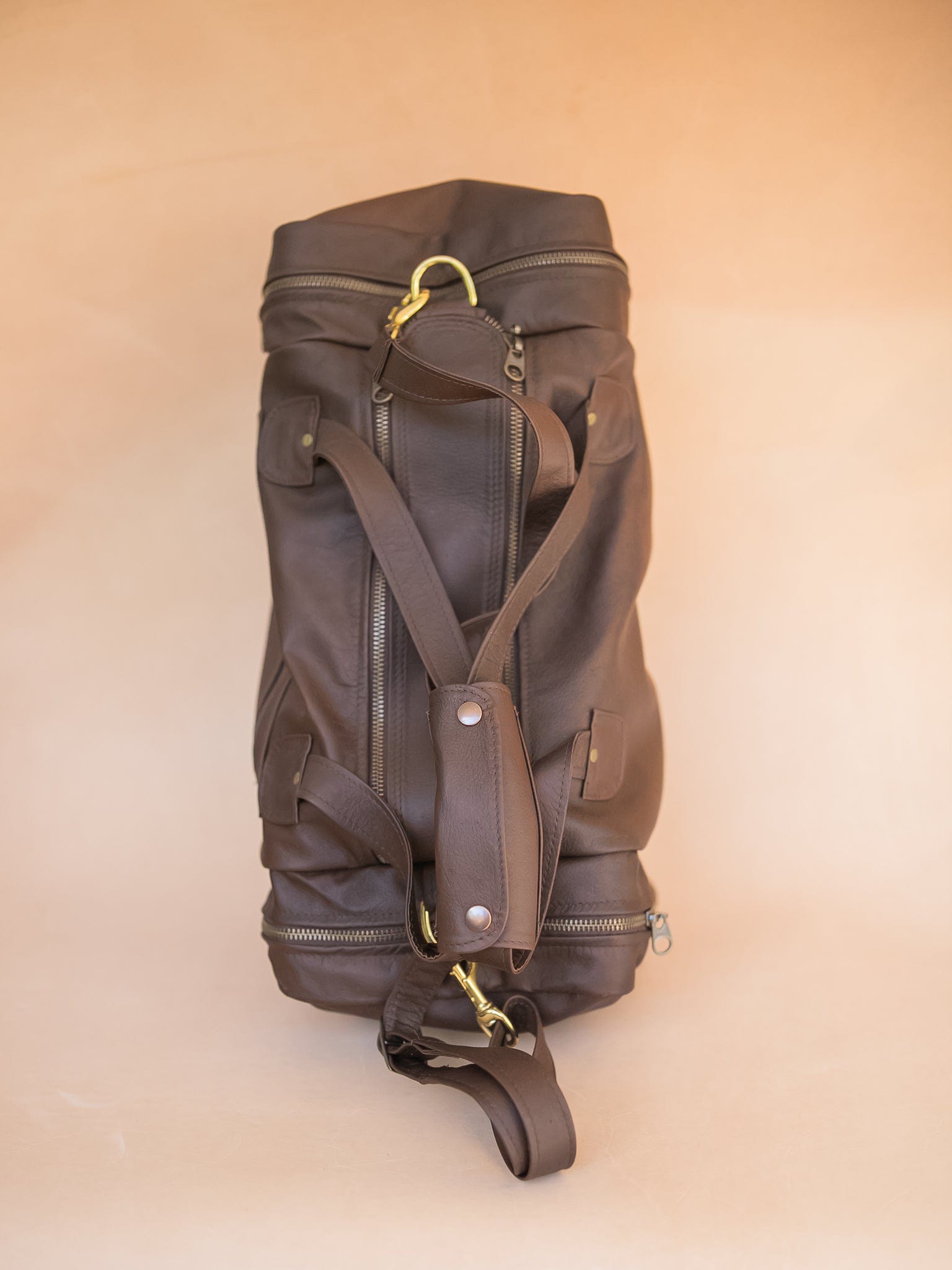 The Real McCaul Travel Bag Square Overnight Traveller Bag - Kangaroo Australian Made Australian Owned Leather Overnight Travel Bag Duffle Made In Australia Handcrafted