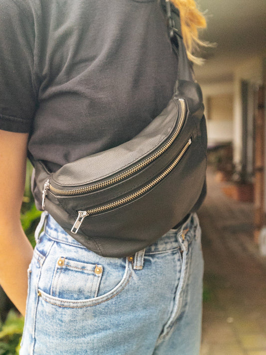 The Real McCaul Travel Bag The Classic Bum Bag - Medium - Cowhide Australian Made Australian Owned Leather Bum Bag Handmade in Australia Kangaroo & Cowhide 