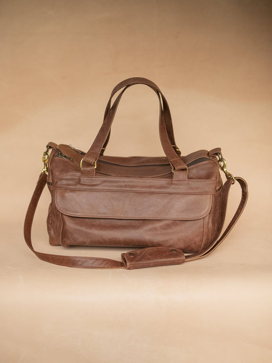 The Real McCaul Travel Bag Weekender Travel Carry All Bag - Premium Cowhide - Marble Australian Made Australian Owned Small Overnight Travel Duffel Bag Kangaroo Leather Made in Australia