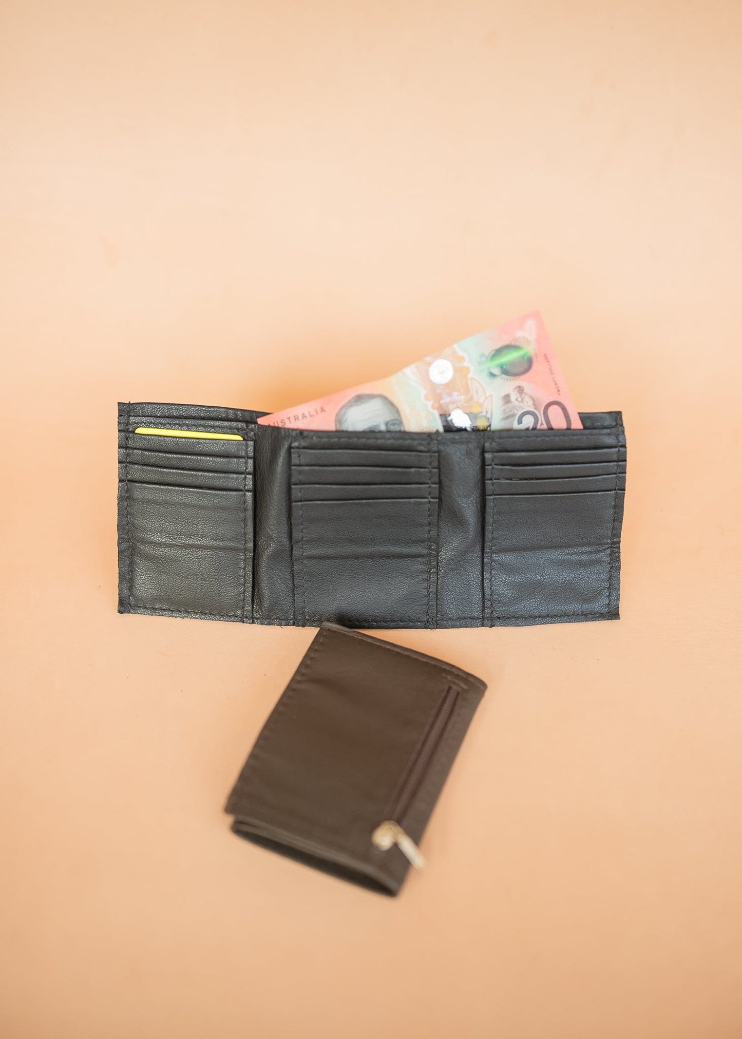 The Real McCaul Wallets Multi Card Trifold Wallet - Cowhide Australian Made Australian Owned Tri-Fold Men's Wallet - MADE IN AUSTRALIA - Kangaroo & Cowhide Nappa