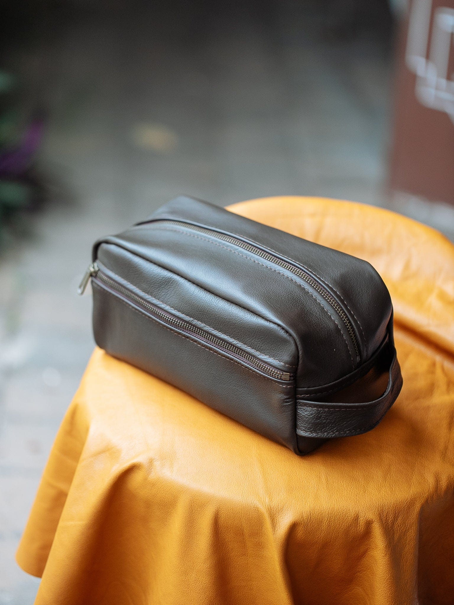 The Real McCaul Apparel & Accessories Dark Brown Toiletry Bathroom Bag - Kangaroo Australian Made Australian Owned