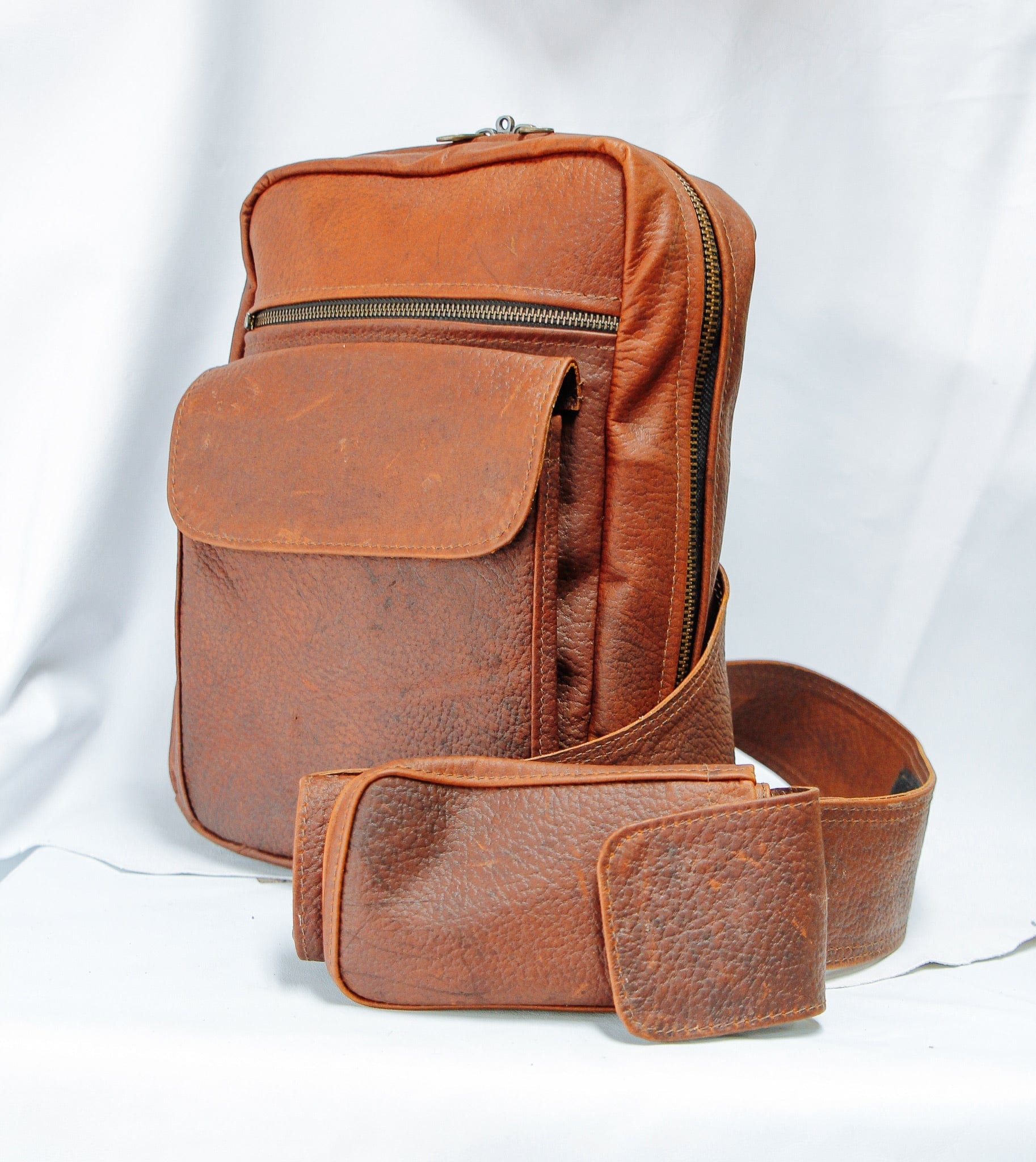 The Real McCaul Back Packs Crossover Backpack - Medium - Kangaroo Australian Made Australian Owned Leather ManBag Crossover Backpack Australian Made