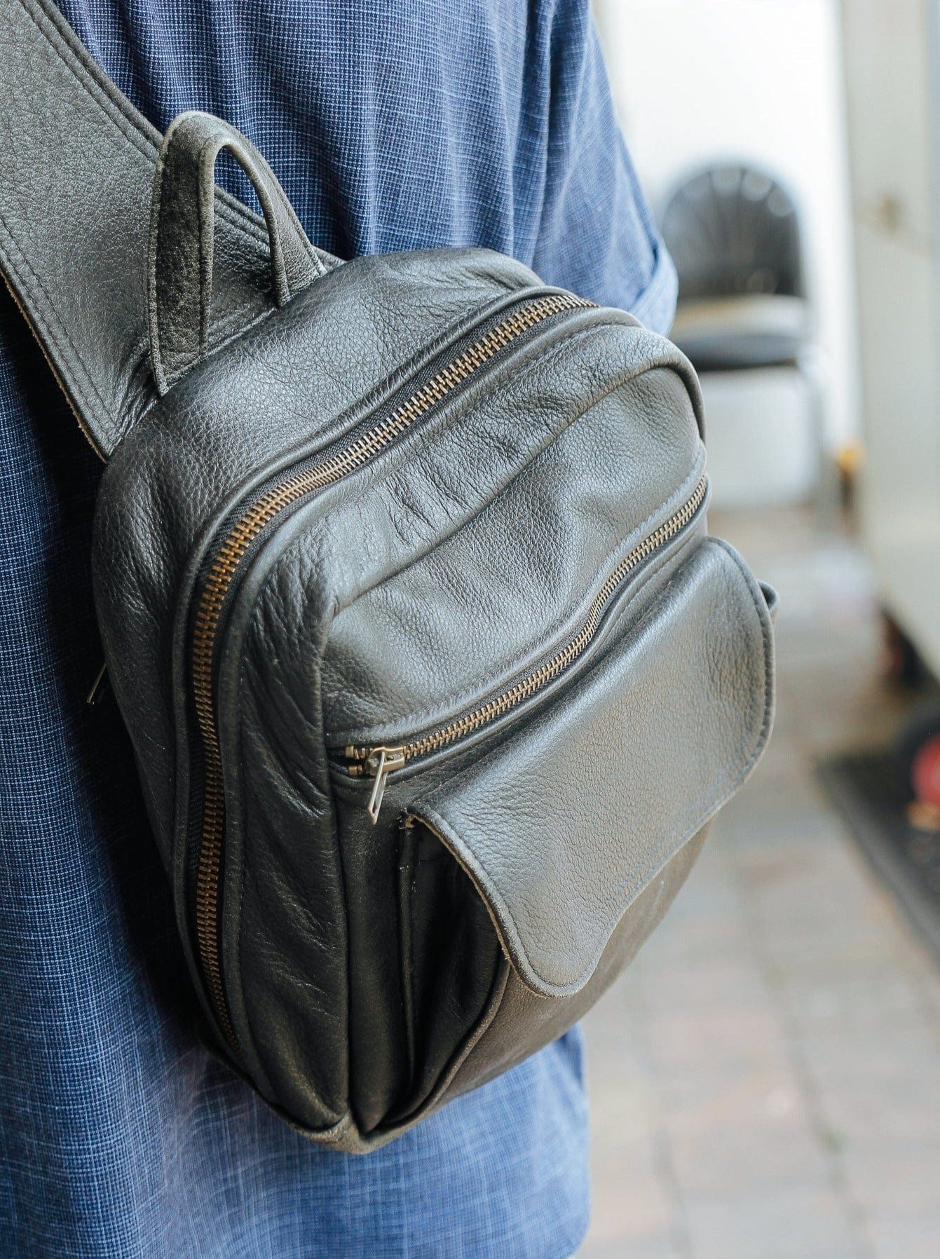 The Real McCaul Back Packs Crossover Backpack - Small - Cowhide Australian Made Australian Owned Leather ManBag Crossover Backpack Australian Made