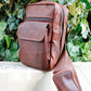 The Real McCaul Back Packs Kangaroo / Burgundy Brown / Brass Crossover Backpack - Medium - Kangaroo Australian Made Australian Owned Leather ManBag Crossover Backpack Australian Made