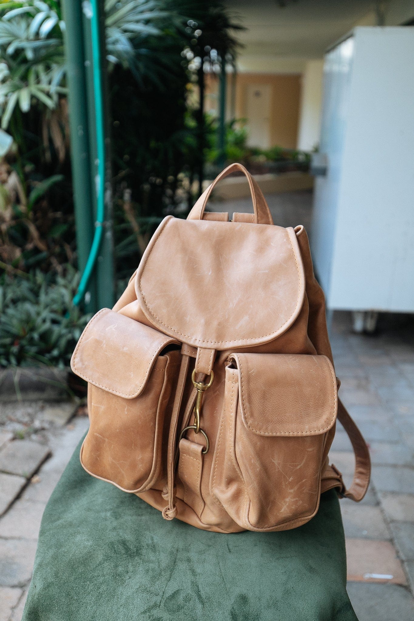 The Real McCaul Back Packs Light Tan Pocket Backpack - Medium - Cowhide Australian Made Australian Owned Medium Pocket Leather Backpack- Made in Australia 