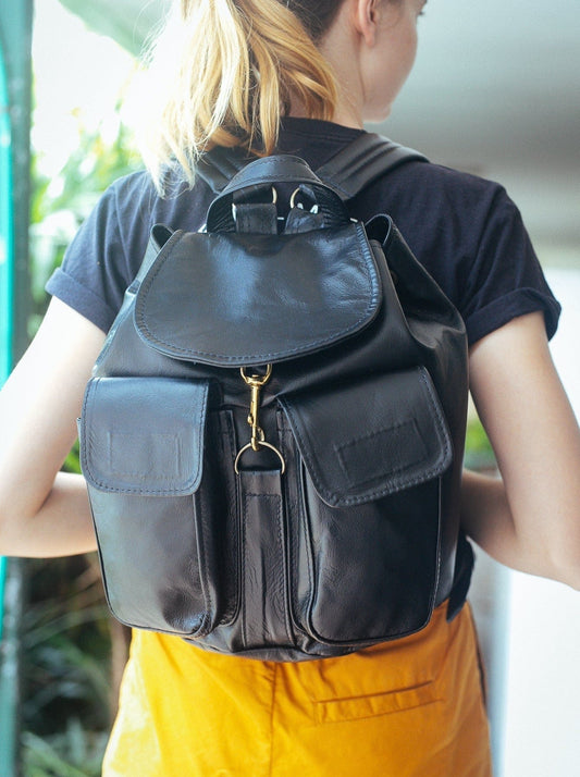 The Real McCaul Back Packs Pocket Backpack - Medium - Kangaroo Australian Made Australian Owned Medium Pocket Leather Backpack- Made in Australia 