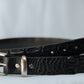 The Real McCaul Belts Black / Silver / 32" (82cm) Crocodile Belt Australian Made Australian Owned Genuine Crocodile Leather Belt- Made In Australia- Brass Buckle