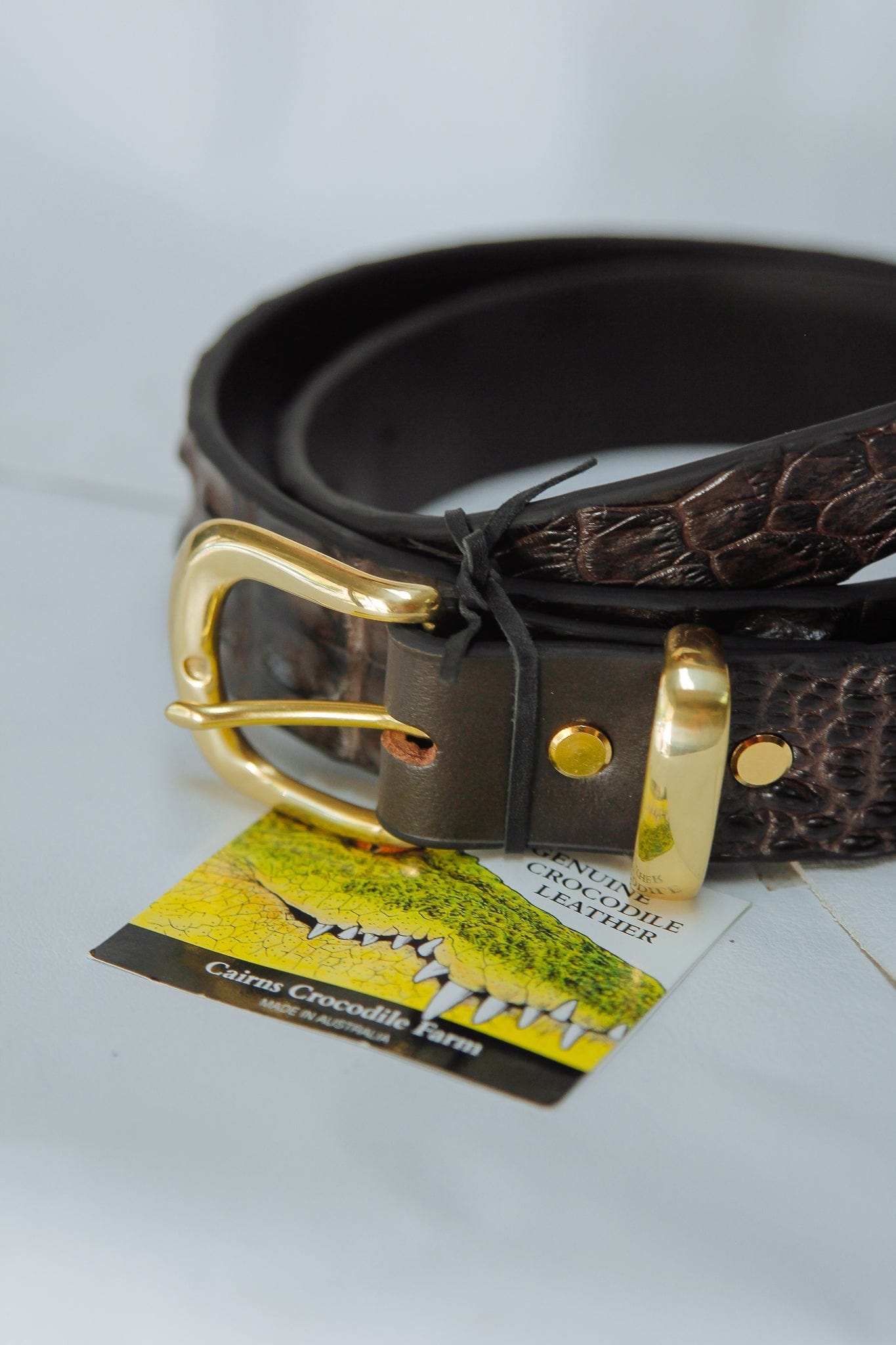 The Real McCaul Belts Crocodile Belt Australian Made Australian Owned Genuine Crocodile Leather Belt- Made In Australia- Brass Buckle