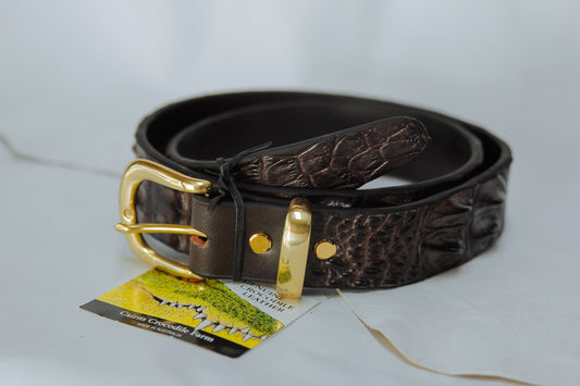 The Real McCaul Belts Crocodile Belt Australian Made Australian Owned Genuine Crocodile Leather Belt- Made In Australia- Brass Buckle