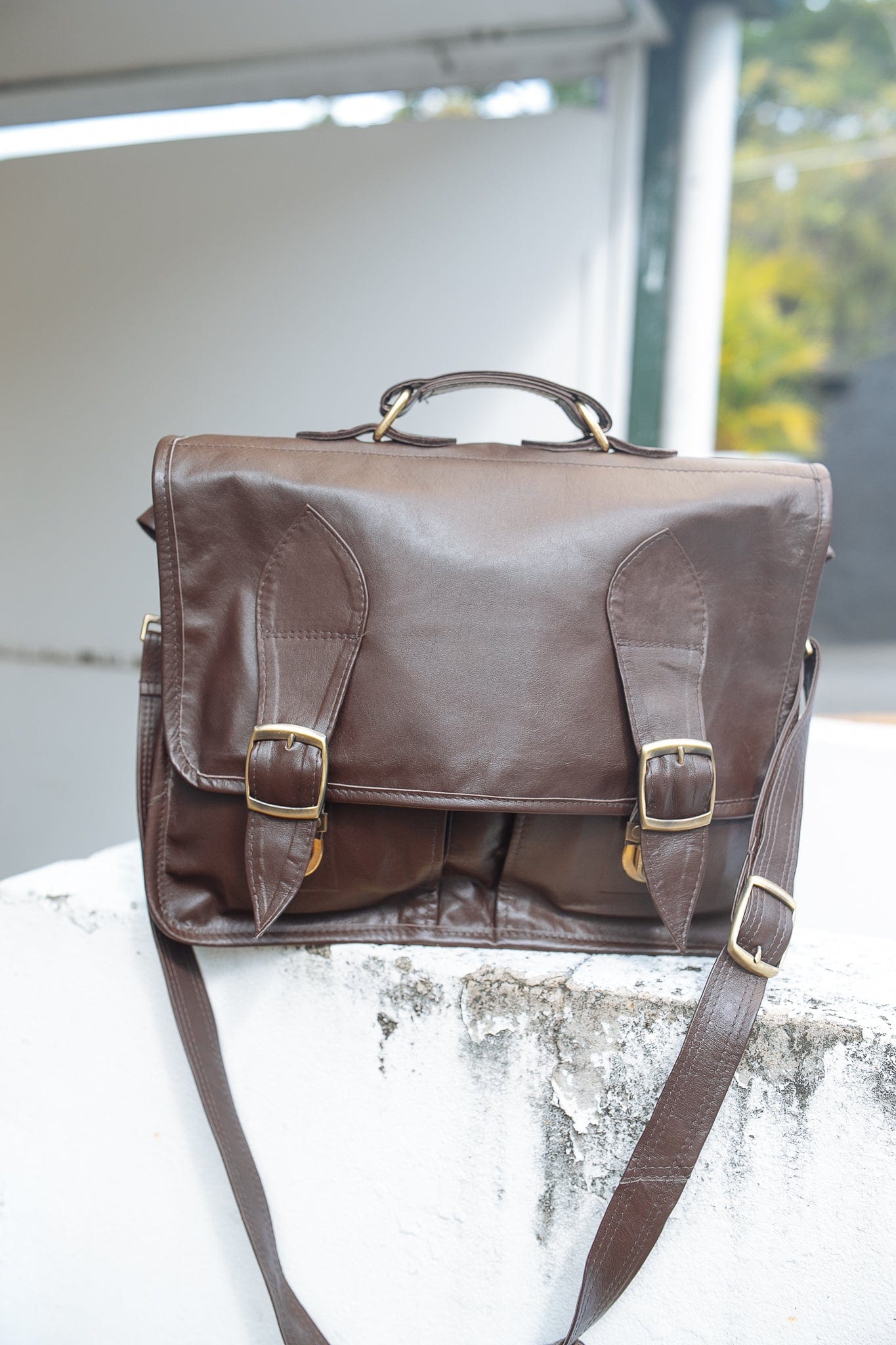 The Real McCaul Briefcases Briefcase (2 Partition) Australian Made Australian Owned Kangaroo Leather Briefcase Shoulder Bag Satchel Made in Australia