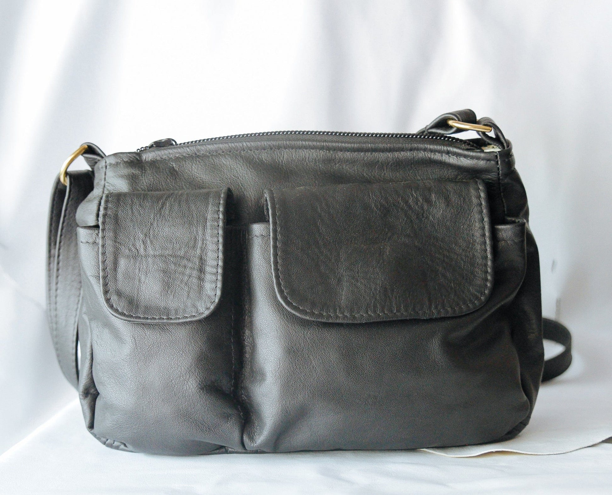 The Real McCaul Handbags Black Annette HandBag - Large - Cowhide Australian Made Australian Owned Made in Australia Handbag- Large Annette Bag Genuine Leather