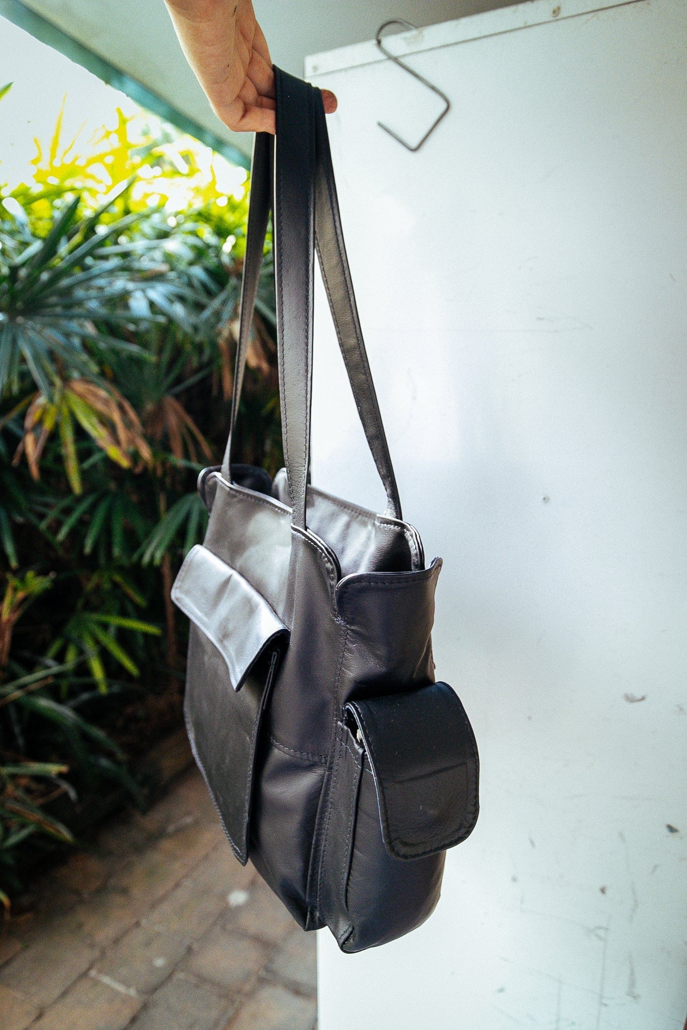 The Real McCaul Handbags Polly Handbag Australian Made Australian Owned Partition Leather Handbag- Kangaroo & Cowhide Australian Made