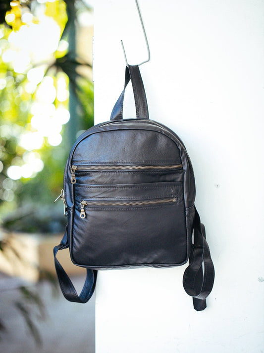 The Real McCaul Leathergoods Back Packs Black / Premium Kangaroo The Annie Backpack - Small - Kangaroo Australian Made Australian Owned Leather Backpacks Made in Australia