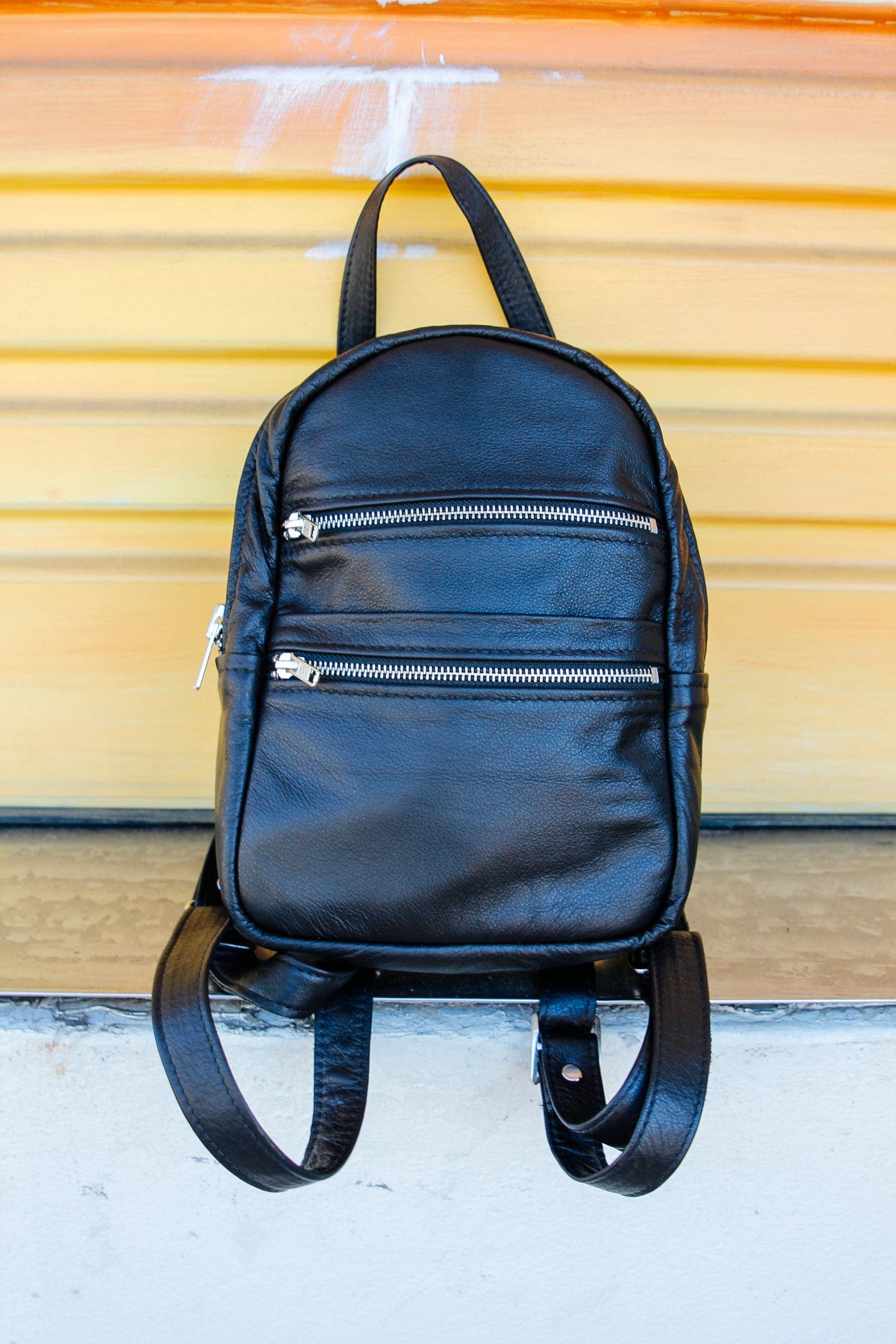 The Real McCaul Leathergoods Back Packs Black / Silver The Annie Backpack - Small - Cowhide Australian Made Australian Owned Leather Backpacks Made in Australia