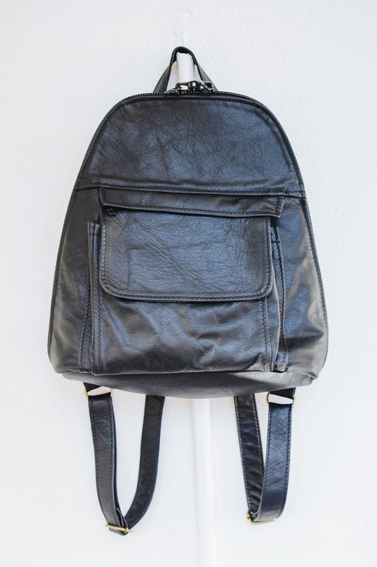 The Real McCaul Leathergoods Back Packs Black / Suede Pauline Backpack - Cowhide Australian Made Australian Owned Leather Small Backpack Made In Australia Cowhide & Kangaroo