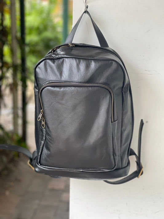 The Real McCaul Leathergoods Back Packs Black The Roger Backpack - Medium - Kangaroo Australian Made Australian Owned Leather Backpack Australian Made