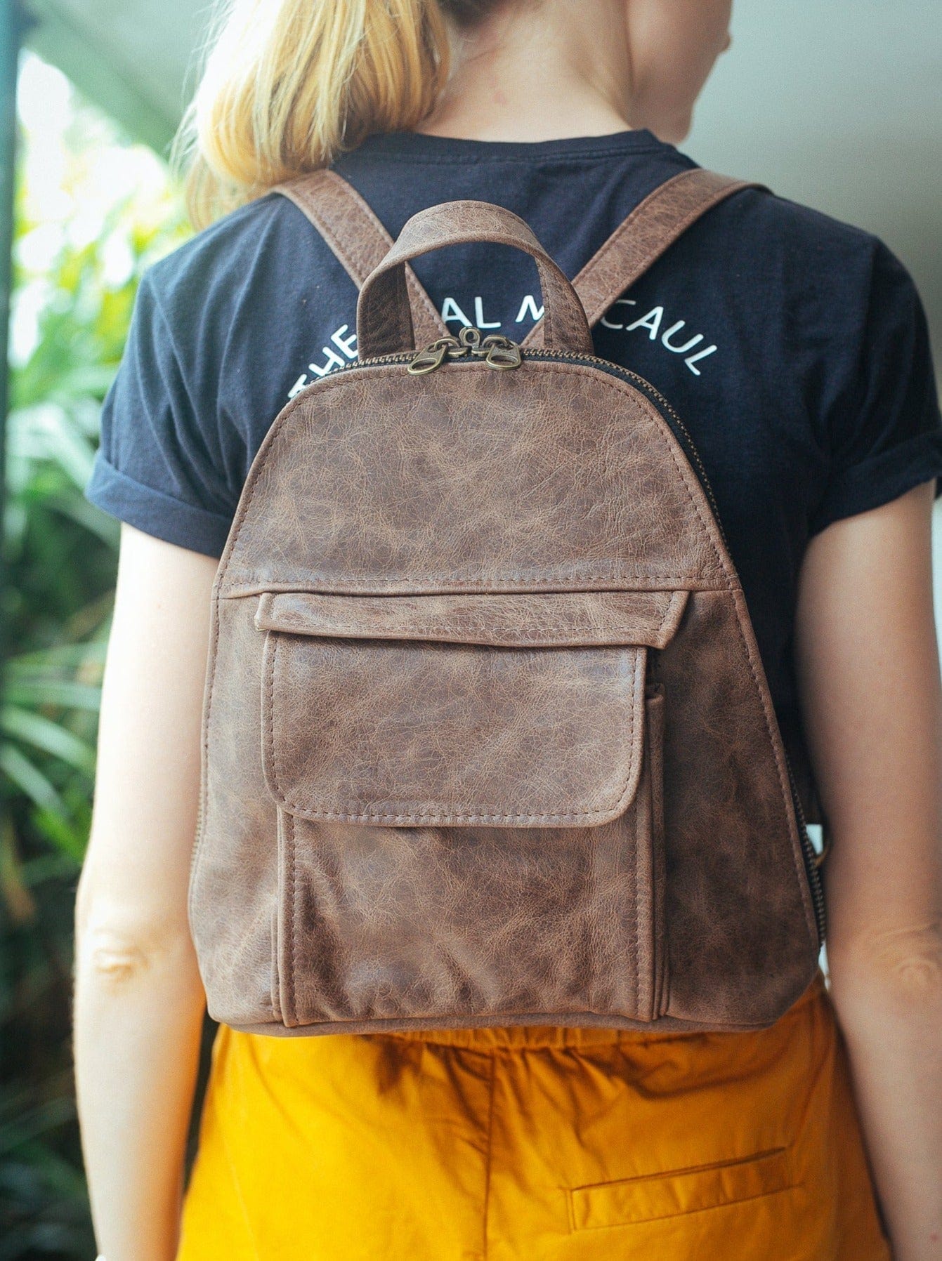 The Real McCaul Leathergoods Back Packs Marble Brown / Cowhide Pauline Backpack - Cowhide Australian Made Australian Owned Leather Small Backpack Made In Australia Cowhide & Kangaroo