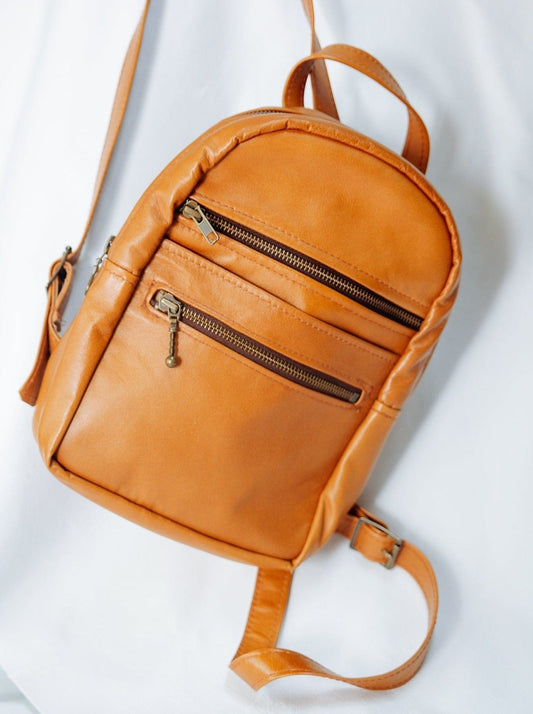 The Real McCaul Leathergoods Back Packs Tan / Kangaroo The Annie Backpack - Small - Kangaroo Australian Made Australian Owned Leather Backpacks Made in Australia