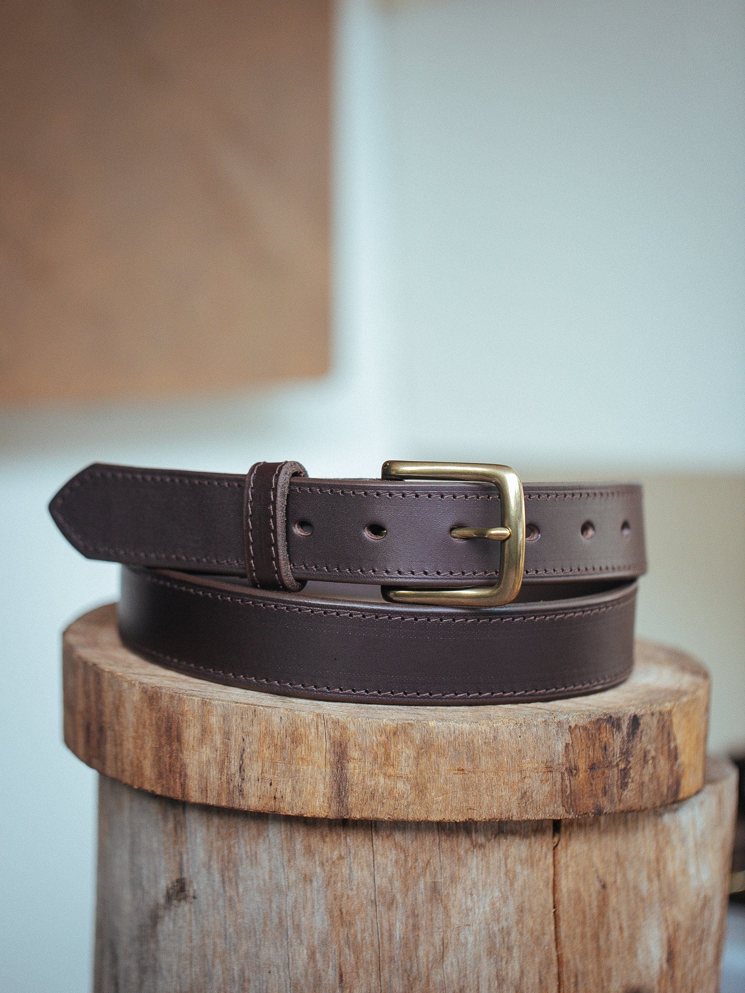 The Real McCaul Leathergoods Belts 28" (71cm) / Antique Brass Maxwell Belt 35mm - Dark Brown Australian Made Australian Owned Australian Made Solid Leather Full Grain Rancher Belt- Black