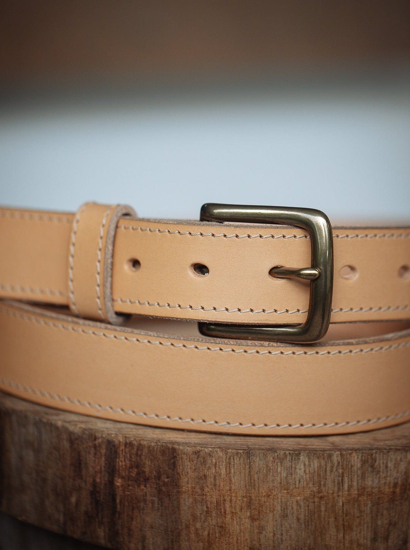 The Real McCaul Leathergoods Belts 28" (71cm) / Antique Brass Maxwell Belt 35mm - Natural Australian Made Australian Owned Australian Made Solid Leather Full Grain Rancher Belt- Black