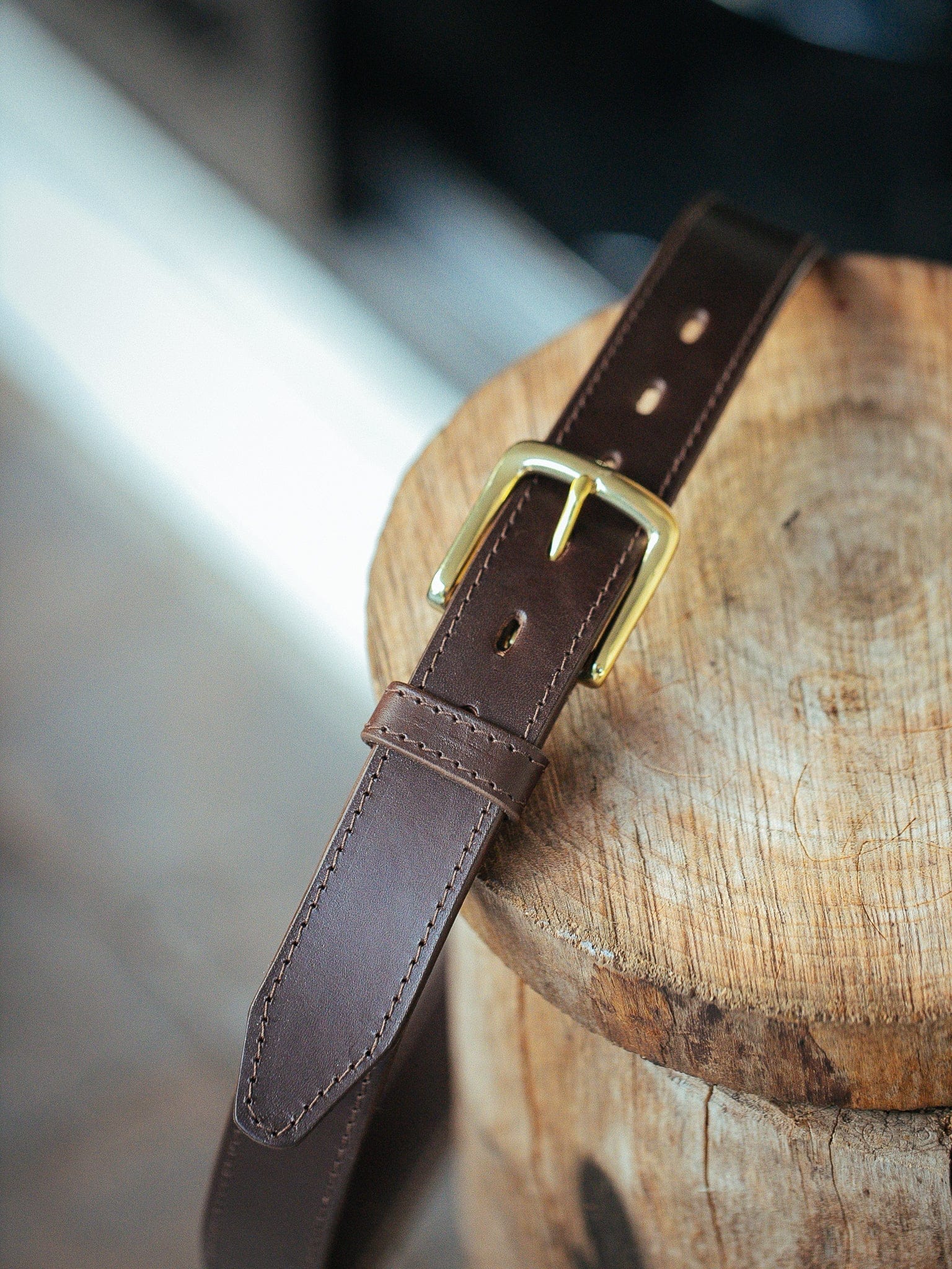 The Real McCaul Leathergoods Belts 28" (71cm) / Gold Maxwell Belt 35mm - Dark Brown Australian Made Australian Owned Australian Made Solid Leather Full Grain Rancher Belt- Black