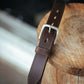 The Real McCaul Leathergoods Belts 28" (71cm) / Silver Maxwell Belt 35mm - Dark Brown Australian Made Australian Owned Australian Made Solid Leather Full Grain Rancher Belt- Black