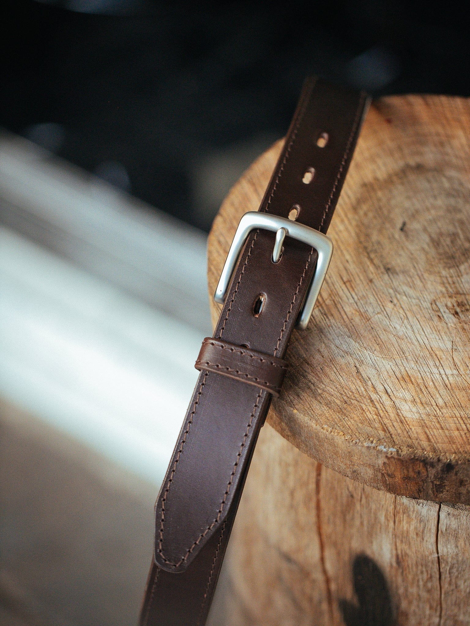 The Real McCaul Leathergoods Belts 28" (71cm) / Silver Maxwell Belt 35mm - Dark Brown Australian Made Australian Owned Australian Made Solid Leather Full Grain Rancher Belt- Black