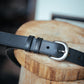 The Real McCaul Leathergoods Belts 28" (71cm) / Silver Savvy Narrow Dress Belt 32mm - Black Australian Made Australian Owned Australian Made Solid Leather Full Grain Dress Belt- Black