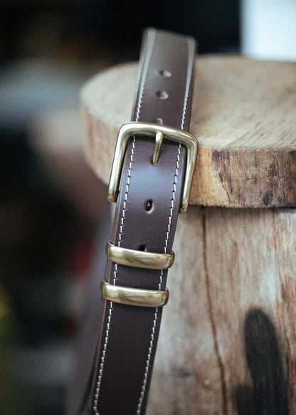 The Real McCaul Leathergoods Belts Antique Brass / 28" (71cm) Rancher Belt 35mm - Dark Brown Australian Made Australian Owned Australian Made Solid Leather Full Grain Rancher Belt- Black