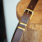 The Real McCaul Leathergoods Belts Antique Brass / 30” (77cm) Plain 35mm Belt - Double Keeper - Dark Brown Australian Made Australian Owned Genuine Cowhide Leather Belt - Handmade in Australia