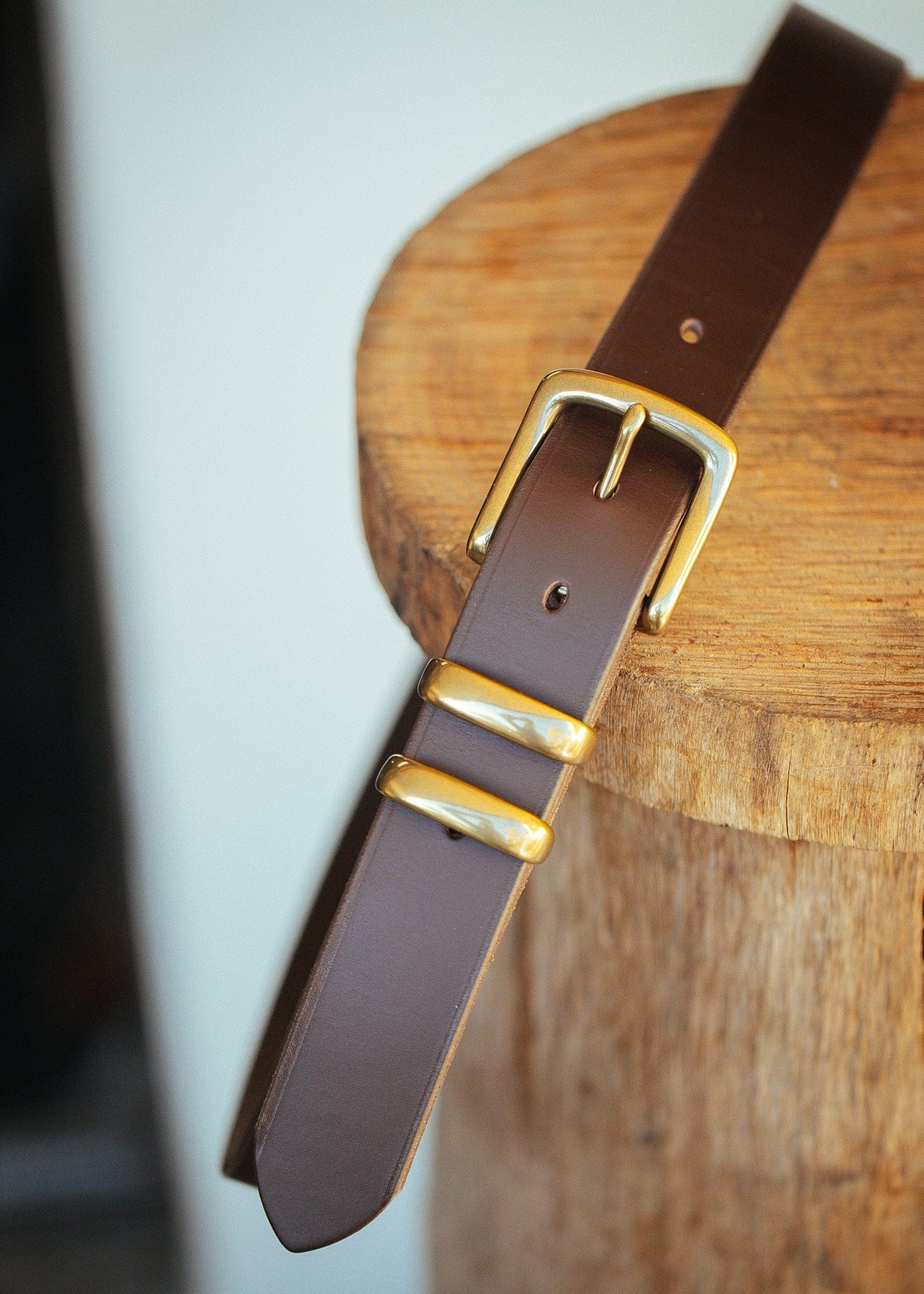 The Real McCaul Leathergoods Belts Antique Brass / 30” (77cm) Plain 35mm Belt - Double Keeper - Dark Brown Australian Made Australian Owned Genuine Cowhide Leather Belt - Handmade in Australia