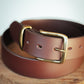 The Real McCaul Leathergoods Belts Antique Brass / 30” (77cm) Plain 38mm Belt - Cognac Australian Made Australian Owned Solid Leather Men's Belt - Handmade in Australia - Black - Brass Buckle