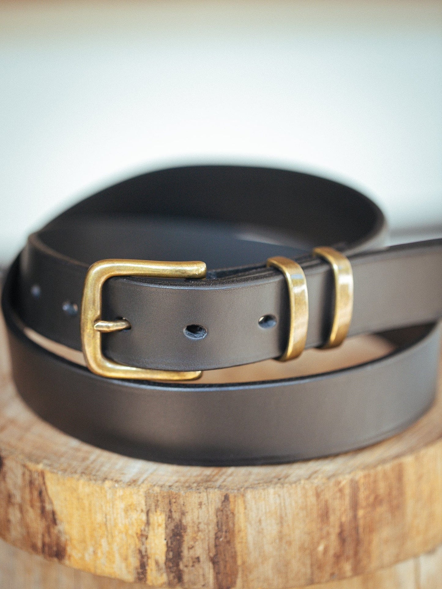 The Real McCaul Leathergoods Belts Antique Brass / 30" (77cm) Standard 32mm Belt- Double Keeper - Black Australian Made Australian Owned Solid Leather Men's Belt - Handmade in Australia - Brass Buckle