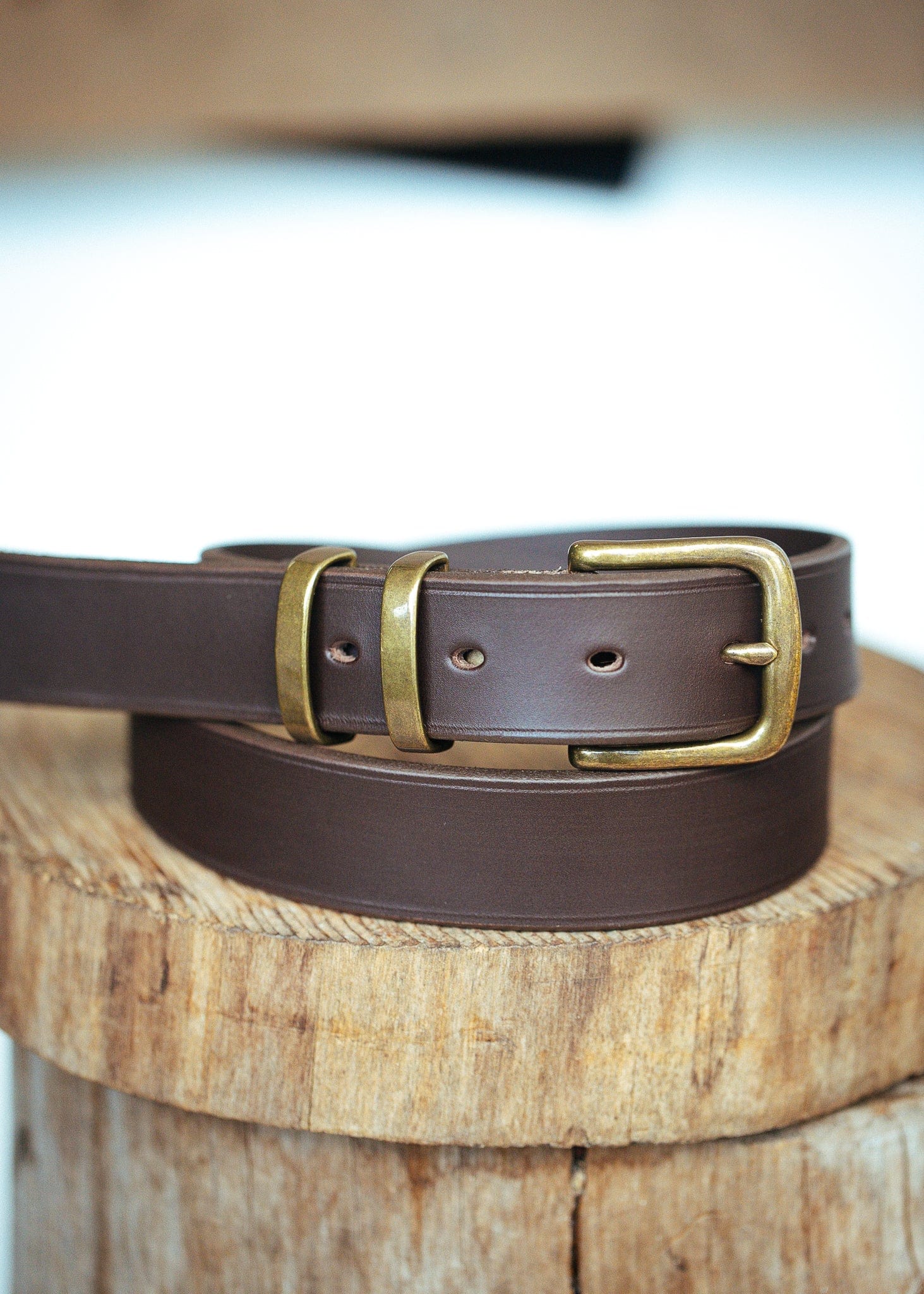 The Real McCaul Leathergoods Belts Antique Brass / 30" (77cm) Standard 32mm Belt- Double Keeper - Dark Brown Australian Made Australian Owned Solid Leather Men's Belt - Handmade in Australia - Brass Buckle